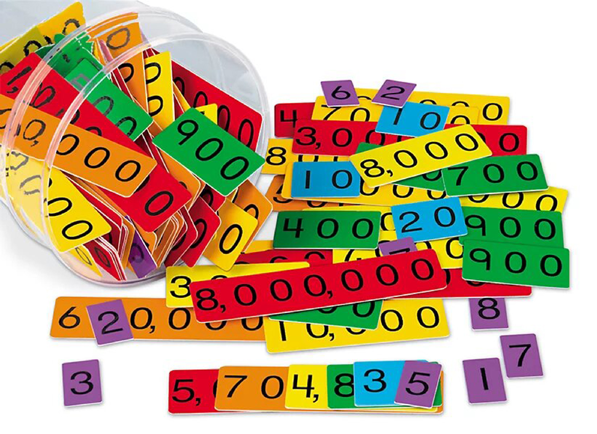 Whole Number Place Value Cards (Lakeshore Learning), a game to explore place value concepts—from ones to millions.